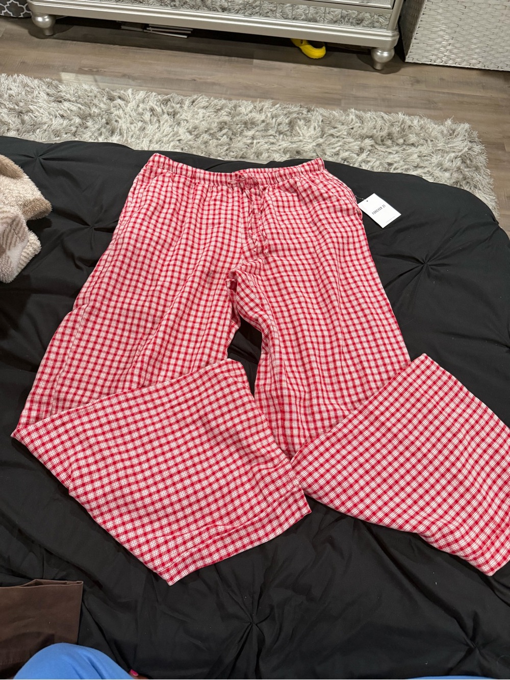 Forever 21 Red & White Gingham Straight Leg Pants